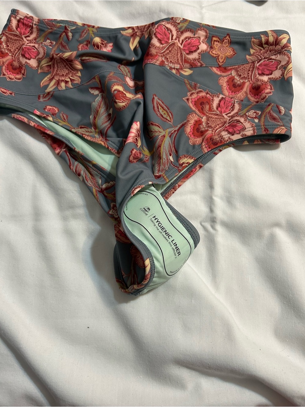 Cupshe Gray Floral High-Waist Bikini with Rose Accents - Picture 3 of 4